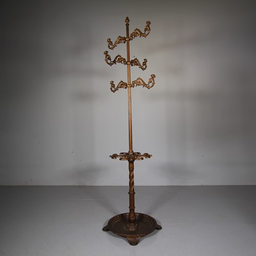 English 19Th Century Antique Cast Iron Coat Stand
