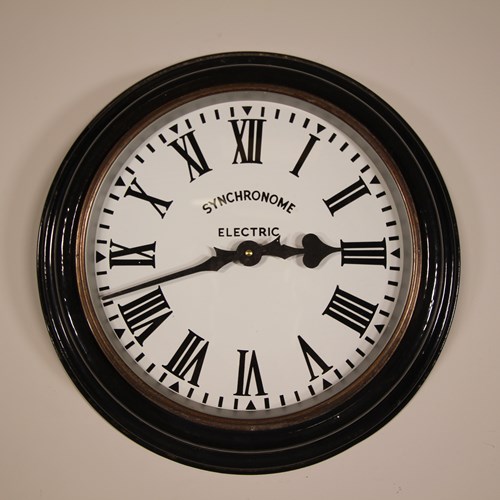 Clean English Antique Synchronome Wall Clock – Working