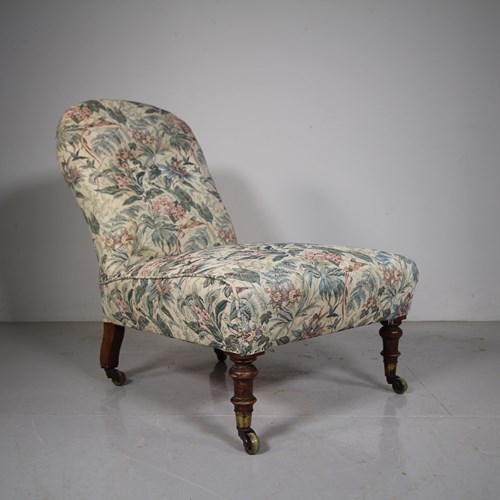 Early Howard & Sons Antique Low Upholstered Side Chair 