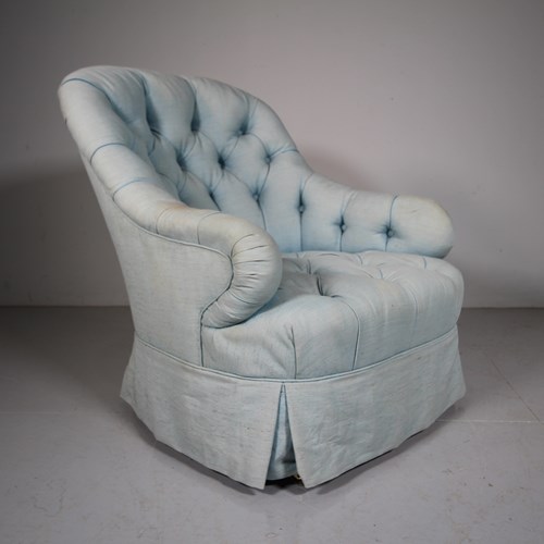  English 19Th Century Antique Upholstered Armchair