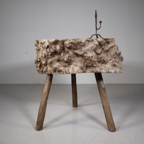 19Th Century Primitive Burr Wood Side Table