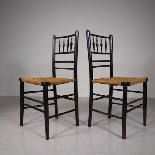 Pair Of William Morris Antique Sussex Chairs 