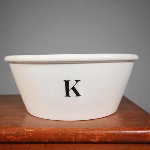 Large Edwardian Antique Ironstone K Kitchen Bowl