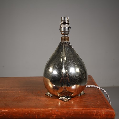English 1920’S Mercury Glass Antique Table Lamp 