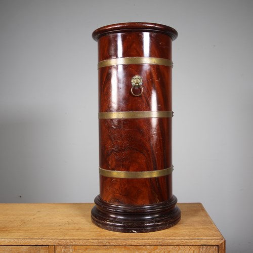 English Edwardian Antique Mahogany Circular Stick Stand