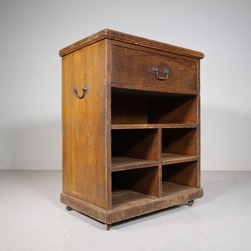 19Th Century Antique Oak Cupboard On Wheels