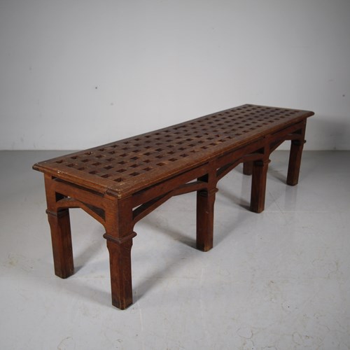 Wonderful Large English Gothic Antique Oak Window Seat 
