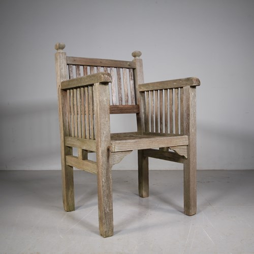 Heals Edwardian Antique Teak Garden Armchair