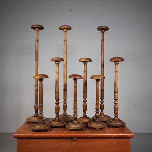 Collection Of Tall 19Th Century Antique Fruit Wood Display Stands 