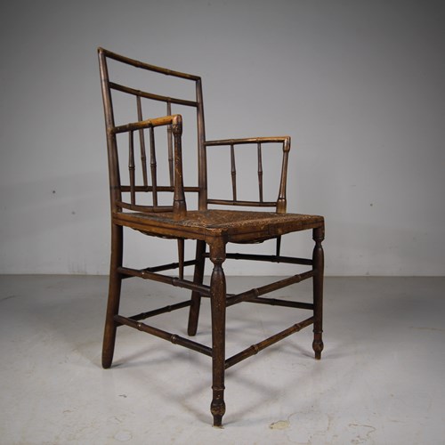 Fine Regency Original Painted & Decorated Antique Armchair 