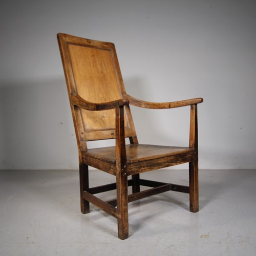 18Th Century Ample Antique Country Armchair In Original Paint
