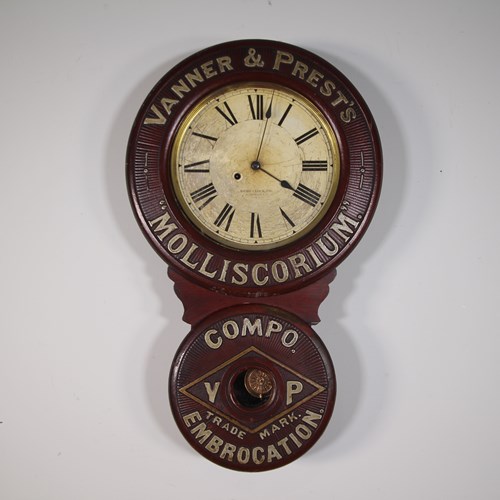 Original Antique Molliscorium Antique Advertising Clock 