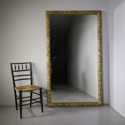 Huge English 19Th Century Antique Gilt Mirror