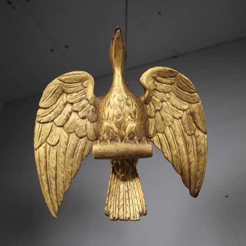 English Georgian Large Antique Carved Pine & Gilt Phoenix