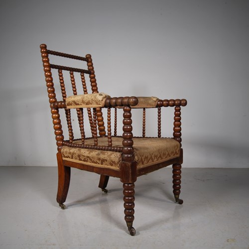 English 19Th Century Antique Bobbin Armchair