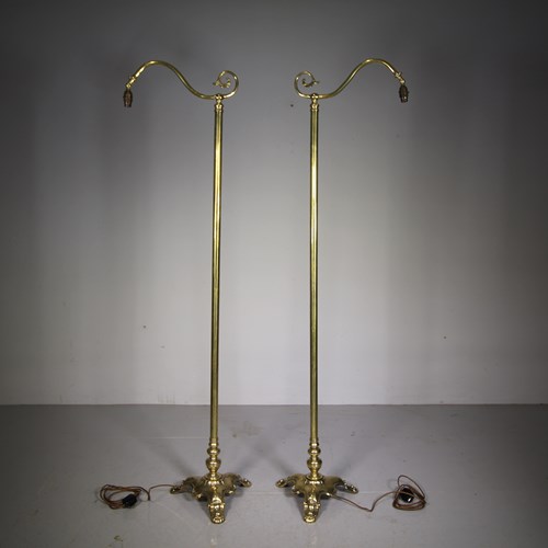 Pair Of English Edwardian Antique Floor Lamps – Rewired