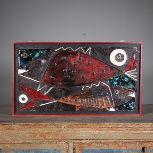 Wonderful Large 1970'S Pottery Fish Panel By Oxshott Pottery - Dated & Info