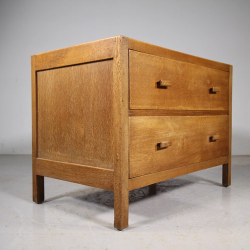 Heals Of London 1920’S Low Oak Chest Of Drawers – Labelled