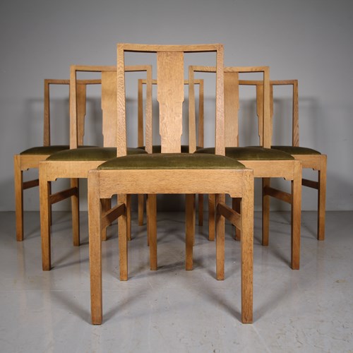 Set Of Six 1930'S Gordon Russell Oak Enstone Dining Chairs 