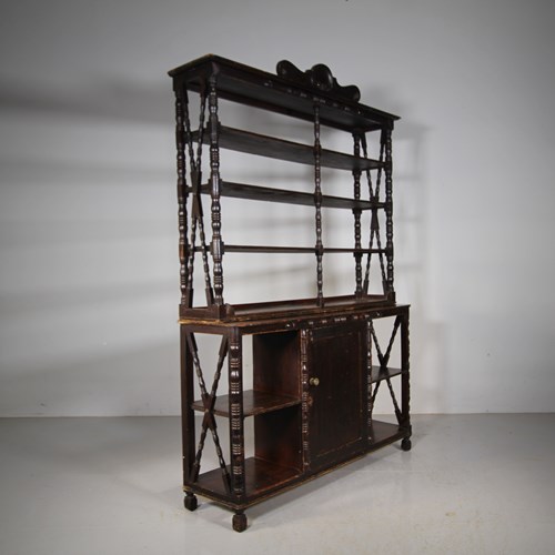 Fabulous English Regency Original Painted Pine Large Scale Apothecary Shelving 