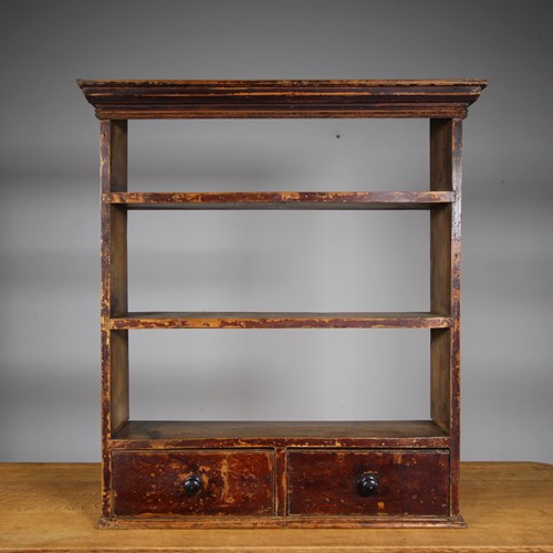 Regency Original Painted Pine Antique Wall Shelving 
