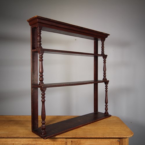 Regency Original Painted Pine Antique Waterfall Wall Open Bookcase