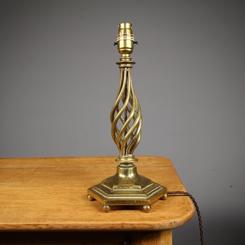 English Edwardian Antique Open Twist Table Lamp – Rewired