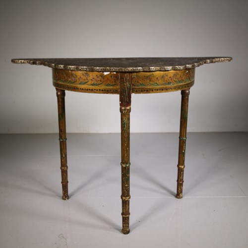 Unusual 19Th Century Antique Kashmiri Shaped Side Table