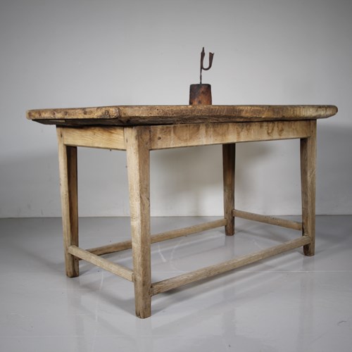 17Th Century English Antique Oak Slab Top Table 