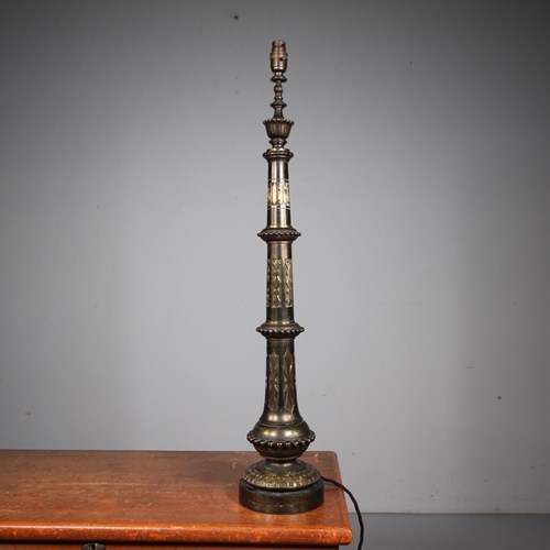 Large Antique Bronzed & Gilt Arts & Crafts Ornate Table Lamp 
