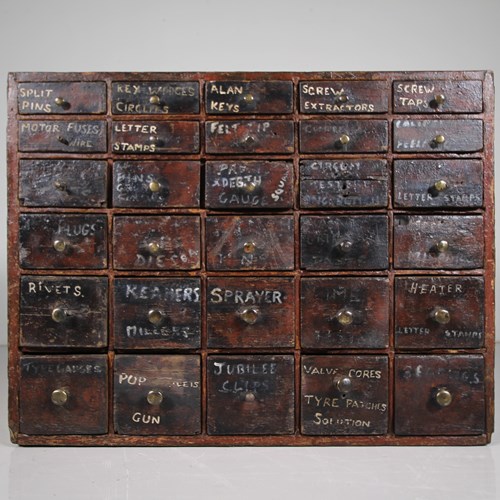 Georgian Antique Bank Of Drawers In Original Paint