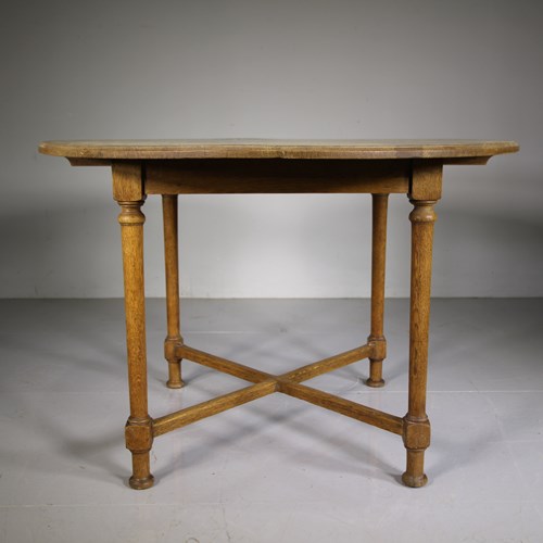 Heals Of London Antique Oak Circular Dining Table 