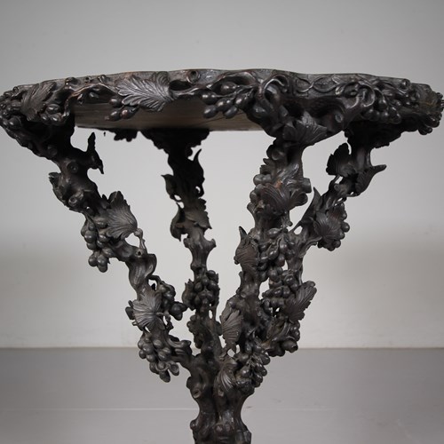 Amazing English 19Th Century Antique Carved Wine Table 