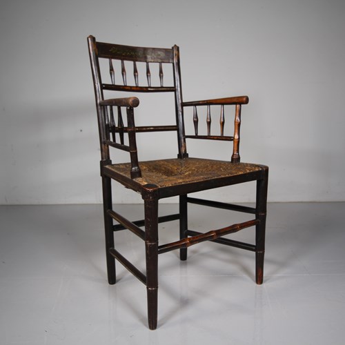 Original Painted Simulated Bamboo English Antique Sussex Chair 
