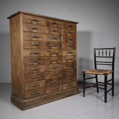 Large English Edwardian Antique Oak Chest Of Multiple Drawers – Great Provenance
