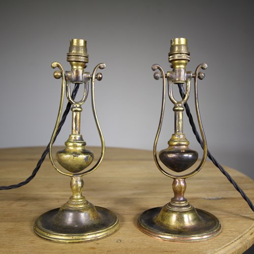 Pair Edwardian Antique Pullman Table Or Wall Lamps 