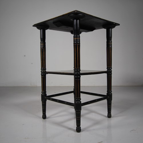 19Th Century Antique Ebonised Side Table 