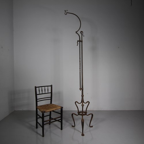 Amazing Massive 19Th Century Antique Wrought Iron Lantern Stand