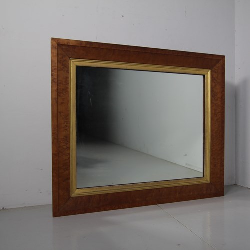 English Georgian Burr Maple Wood Antique Mirror 