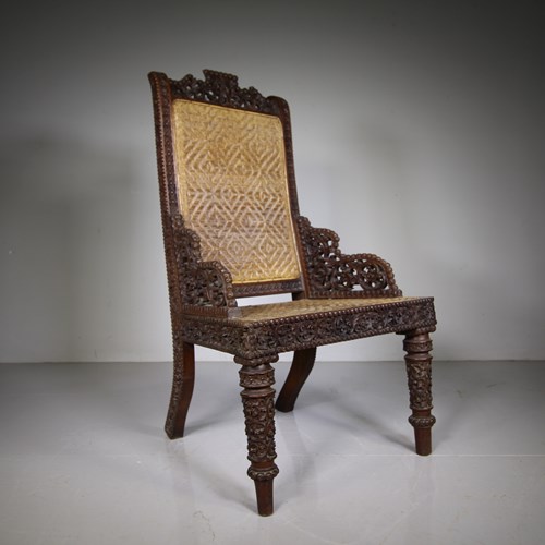 Beautiful 19Th Century Burmese Antique Armchair 