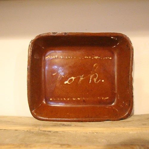 Welsh 19Th Century Slipware Antique Pork Dish 