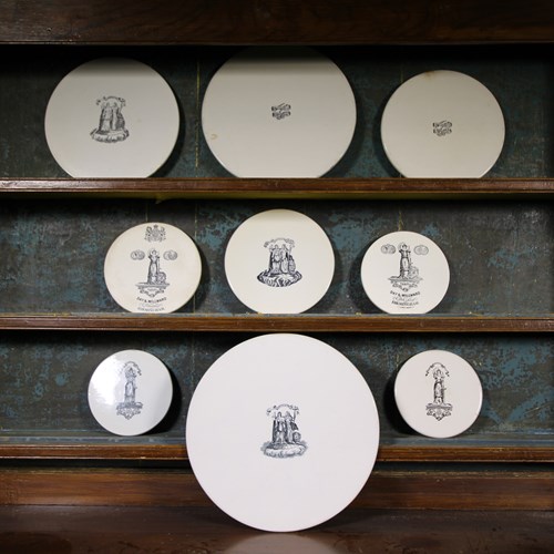 Collection Of Nine 19Th Century Antique Creamware Dairy Plates 