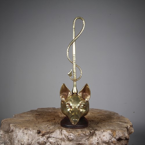 Fox Head & Whip Antique Cast Brass Quality Door Stop