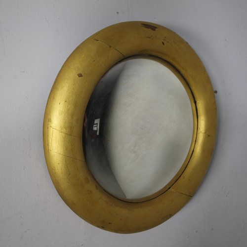 English 19Th Century Antique Gilt Convex Wall Mirror 