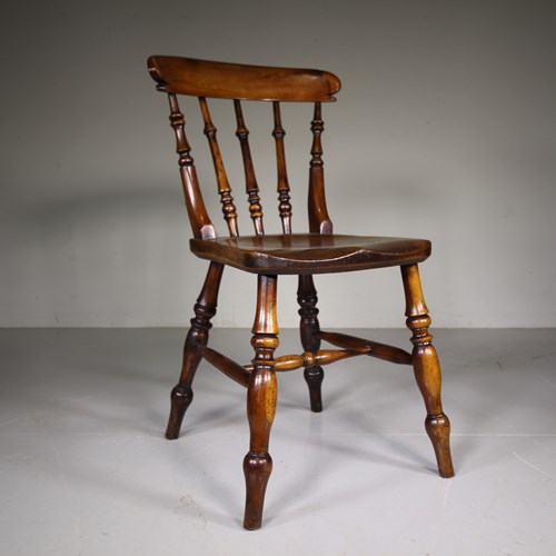 Rare Yew Wood 19Th Century Antique Windsor Dining Chair 