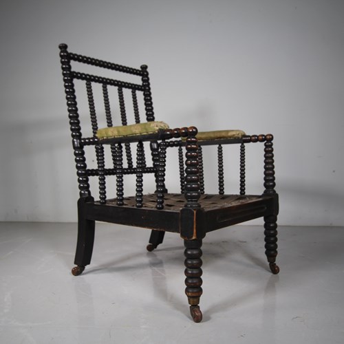 Ample English Regency Antique Bobbin Turned Armchair