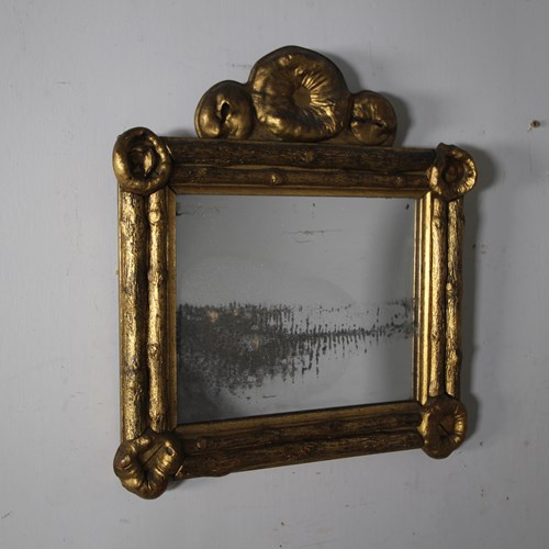 Unusual Grottoesque Antique Gilt Wall Mirror