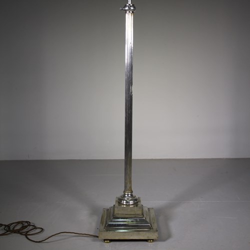  English 19Th Century Antique Silver Plated Floor Lamp By C.R.Dibben Sloane Stre