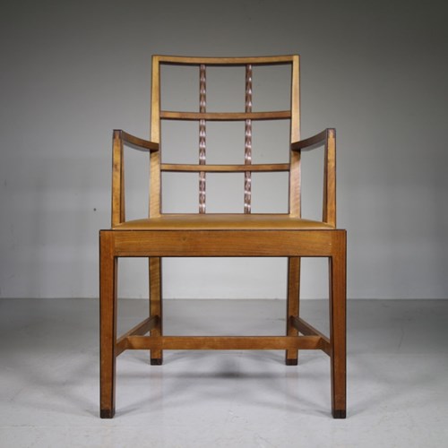Very Rare Peter Waals 1936 Walnut Carver Dining Chair 