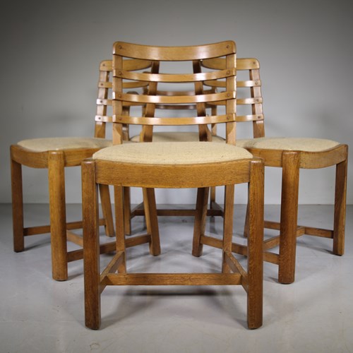 Set Of Four 1930’S Heals Oak Dining Chairs 